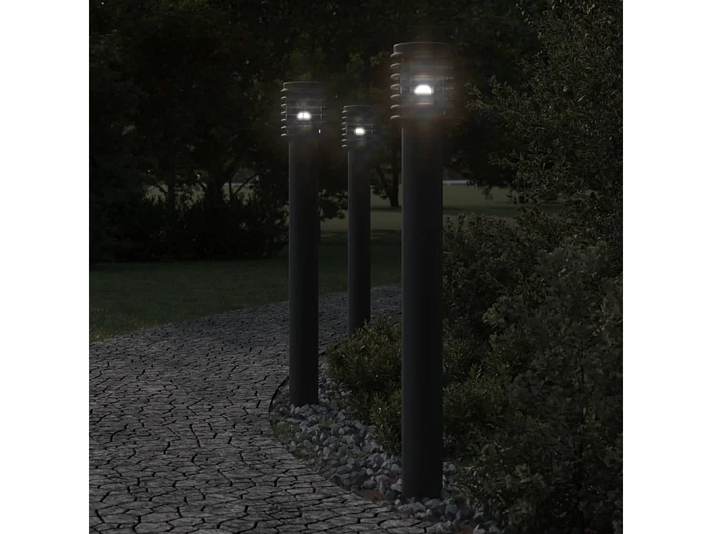 Lampadaire d'extérieur avec sortie argenté 14 x 14 x 110 cm 02_0042527