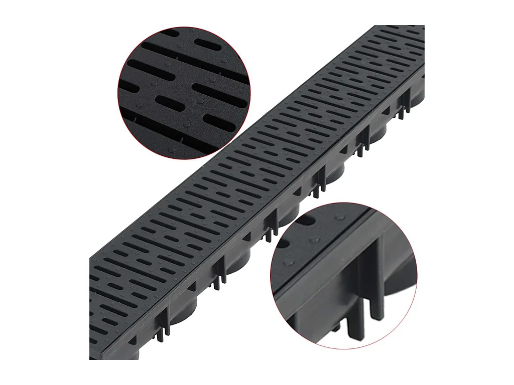 Conjunto de três canais de drenagem de plástico 3 m preto 02_0002994