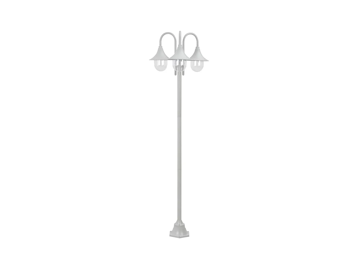Farola de jardín E27 220 cm aluminio 3 faroles blancos 02_0042540