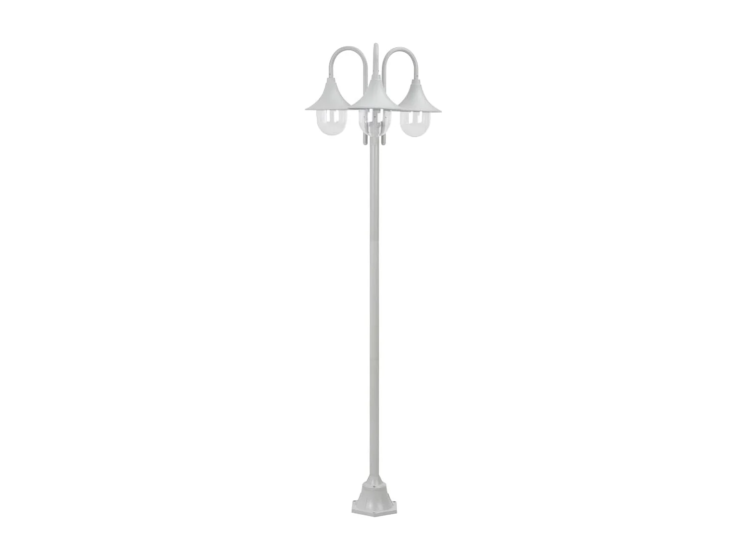 Lampione da giardino E27 220 cm alluminio 3 lanterne bianche 02_0042540