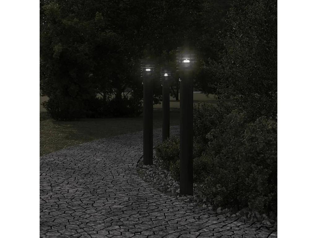 Candeeiro de pé exterior com sensor 110cm aço inoxidável preto 02_0042521