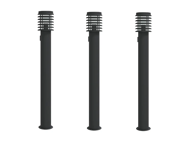 Lampade da terra per esterno con presa 3 pz acciaio inox nero 02_0042572