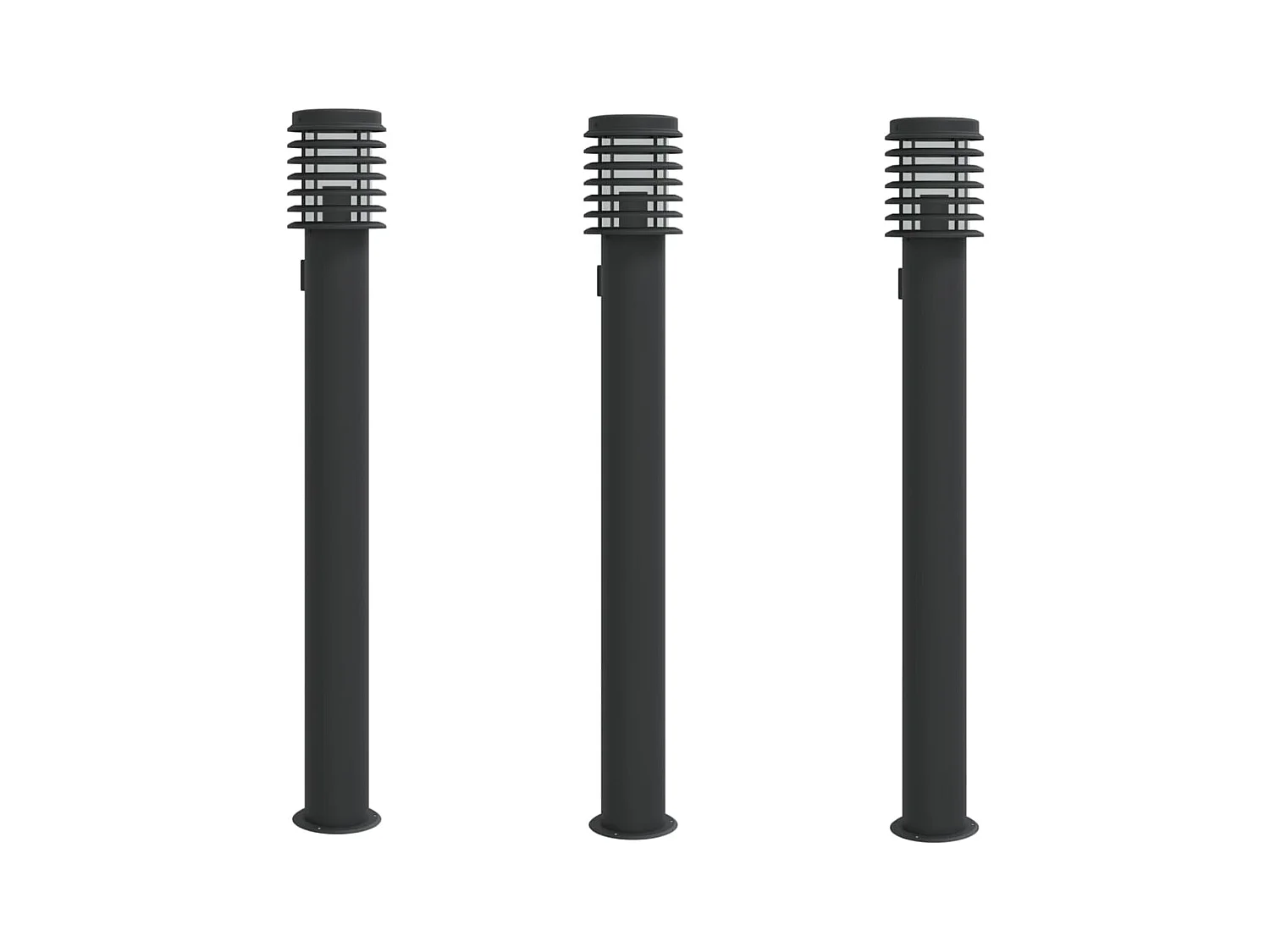 Lampade da terra per esterno con presa 3 pz acciaio inox nero 02_0042572