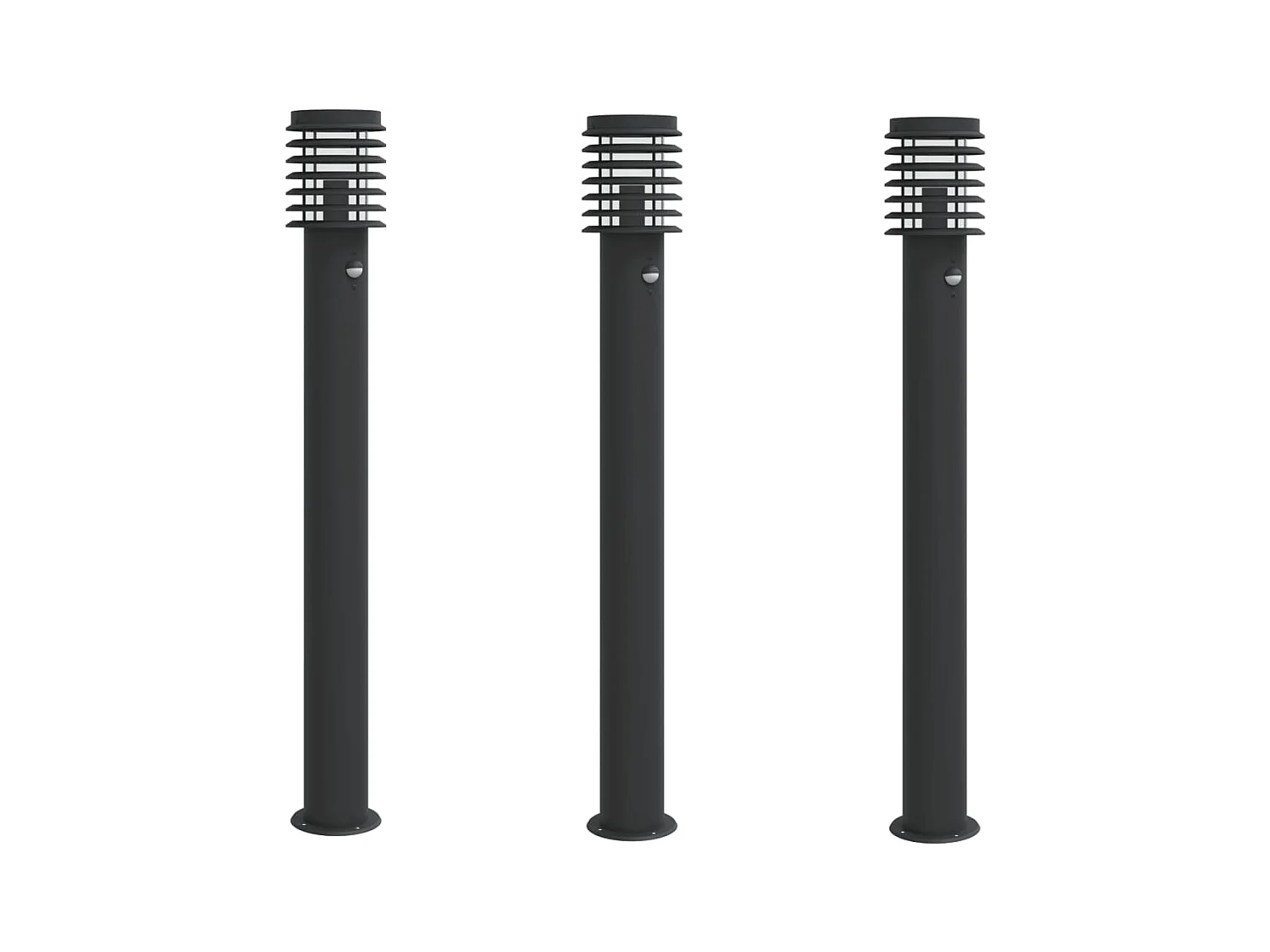 Farolas y sensores exteriores 3 piezas acero inoxidable negro 02_0042575