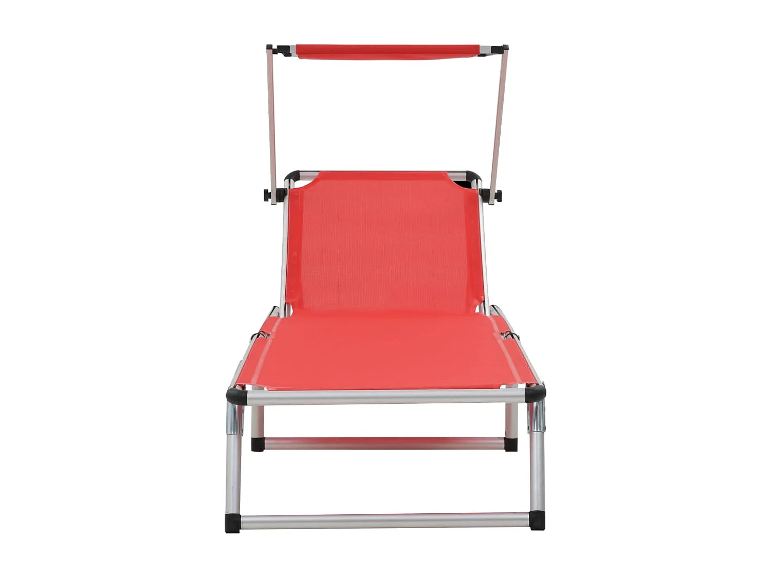 Lettini prendisole pieghevoli e tettuccio in textilene alluminio rosso in 2 pezzi 02_0011959