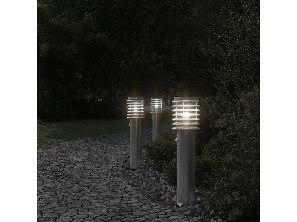 Lampadaire d'extérieur avec capteur argenté 14 x 14 x 60 cm 02_0042526