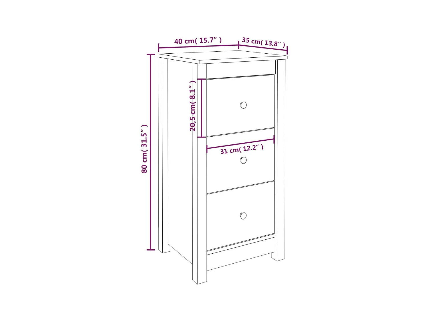 Credenza buffet cassettiera armadio contenitore organizer cucina soggiorno soggiorni set da 2 40 x 35 x 80 cm legno massello di pino grigio 02_0036839