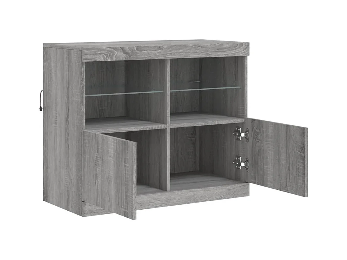 Credenza buffet cassettiera mobile contenitore organizer cucina soggiorno soggiorno con luci a LED Sonoma 81 x 37 x 67 cm grigio 02_0030084