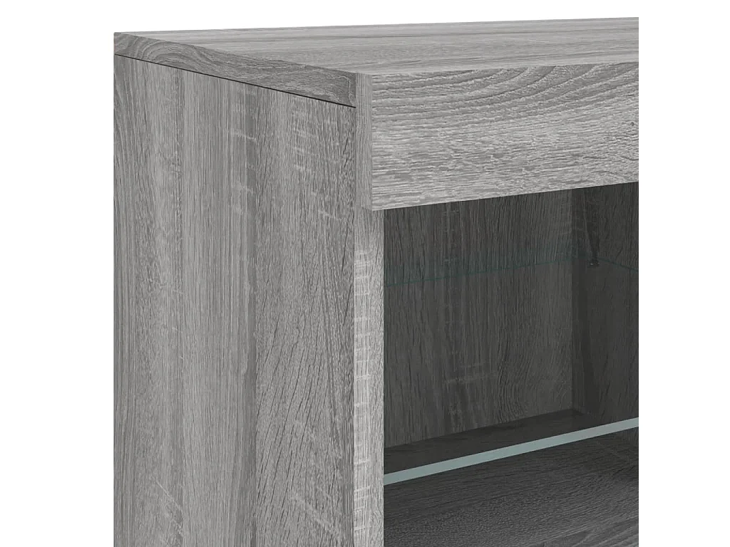 Aparador buffet cómoda armario mueble organizador cocina salón salón con luces LED Sonoma 81 x 37 x 67 cm gris 02_0030084