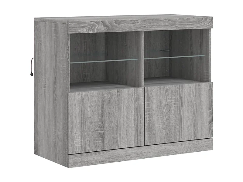 Aparador buffet cómoda armario mueble organizador cocina salón salón con luces LED Sonoma 81 x 37 x 67 cm gris 02_0030084
