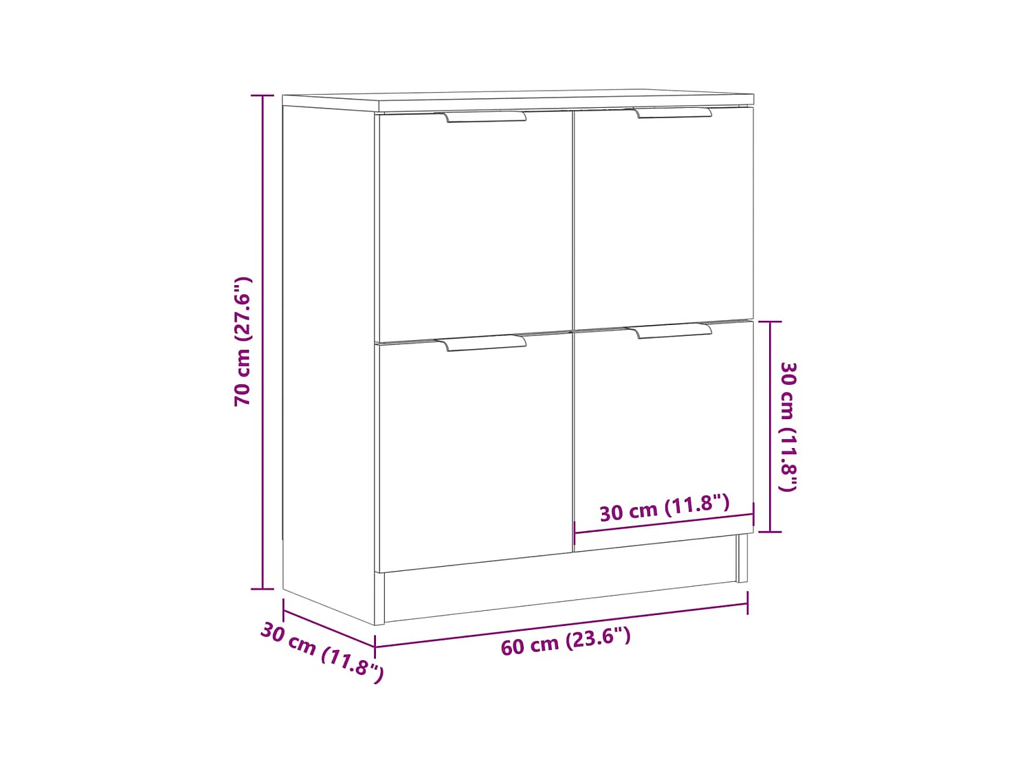 Credenza buffet cassettiera mobile contenitore organizer cucina soggiorno soggiorno legno vecchio 60 x 30 x 70 cm derivati ​​del legno marrone 02_0036603