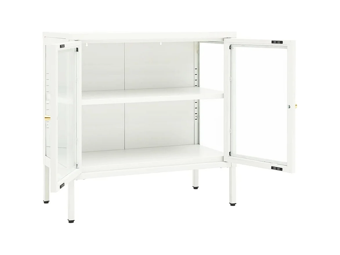 Aparador cómoda armario mueble organizador cocina salón salón 70 x 35 x 70 cm acero y cristal blanco 02_0030490
