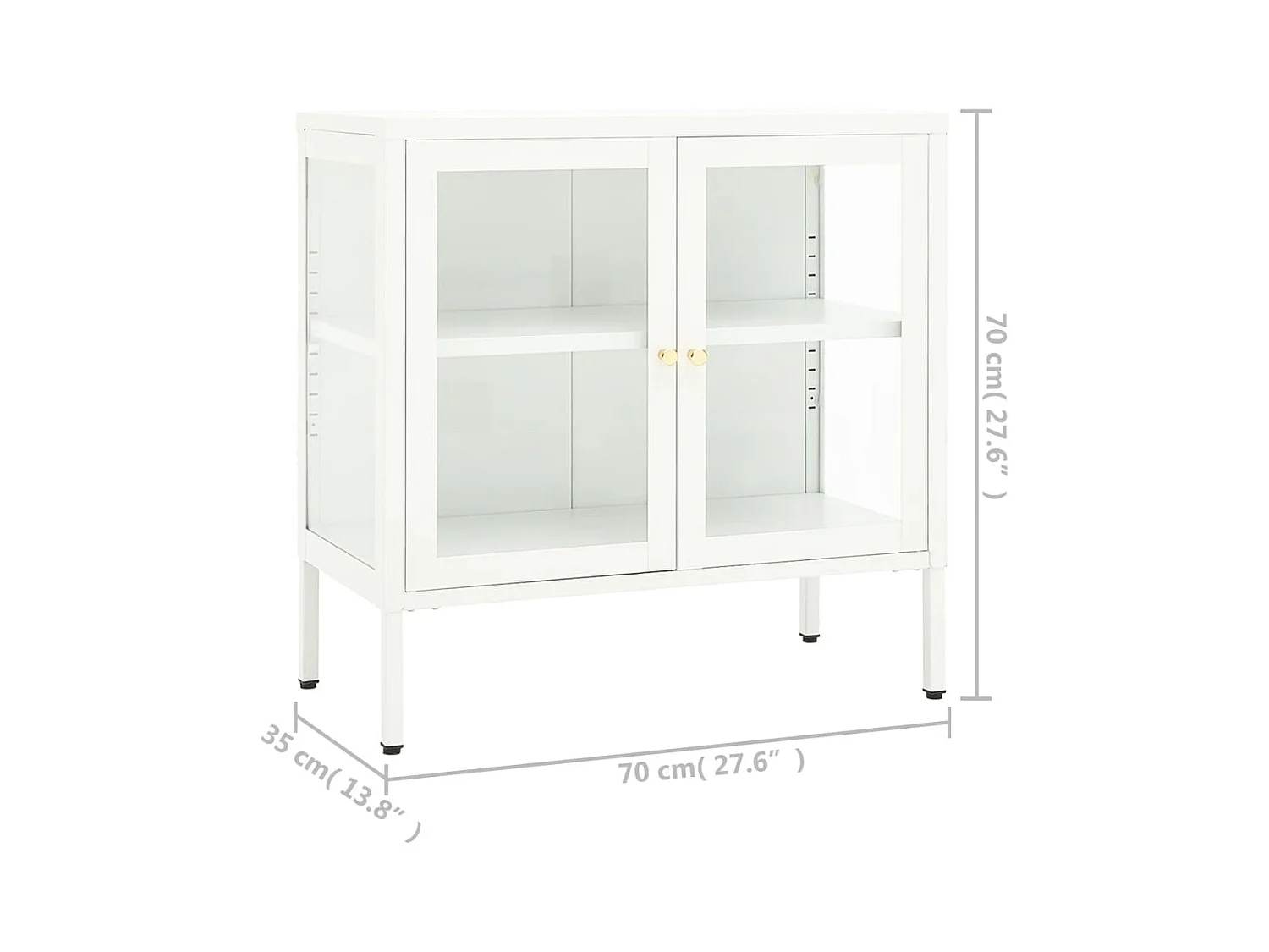 Aparador cómoda armario mueble organizador cocina salón salón 70 x 35 x 70 cm acero y cristal blanco 02_0030490