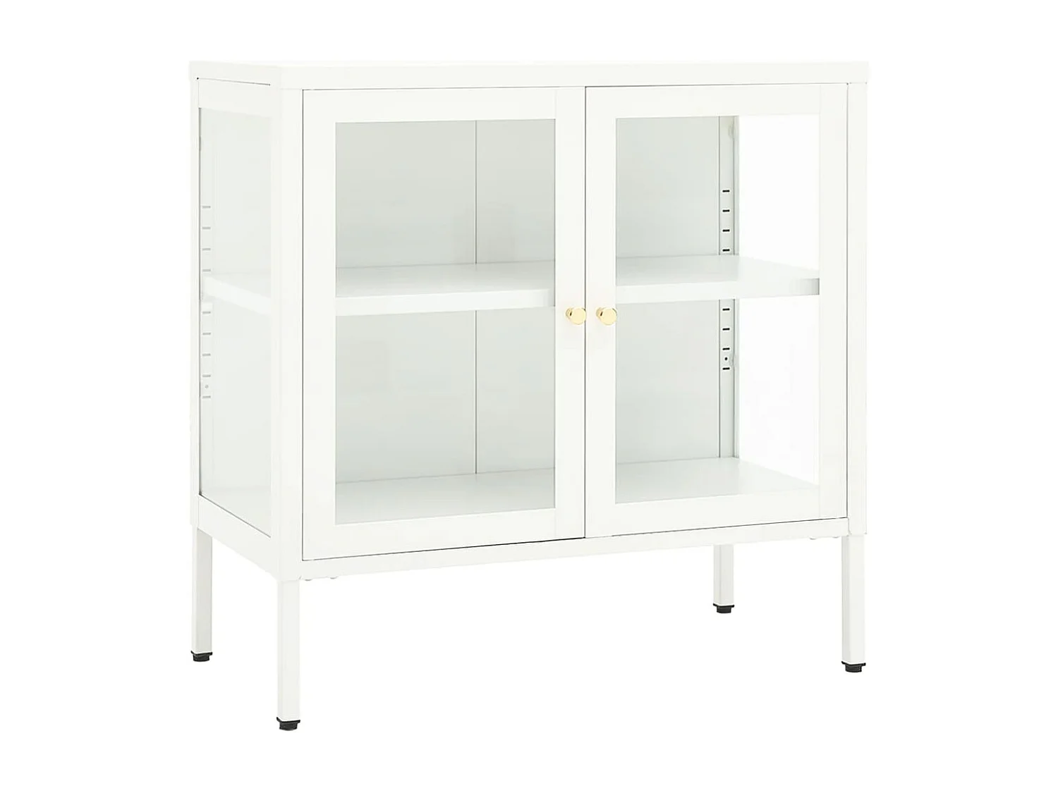 Credenza buffet cassettiera mobile contenitore organizer cucina soggiorno soggiorno 70 x 35 x 70 cm acciaio e vetro bianco 02_0030490
