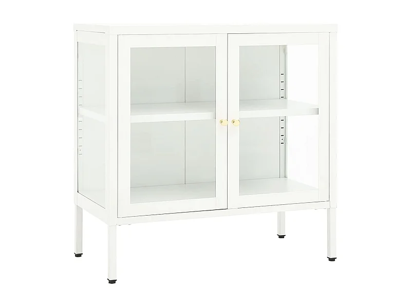 Aparador cómoda armario mueble organizador cocina salón salón 70 x 35 x 70 cm acero y cristal blanco 02_0030490