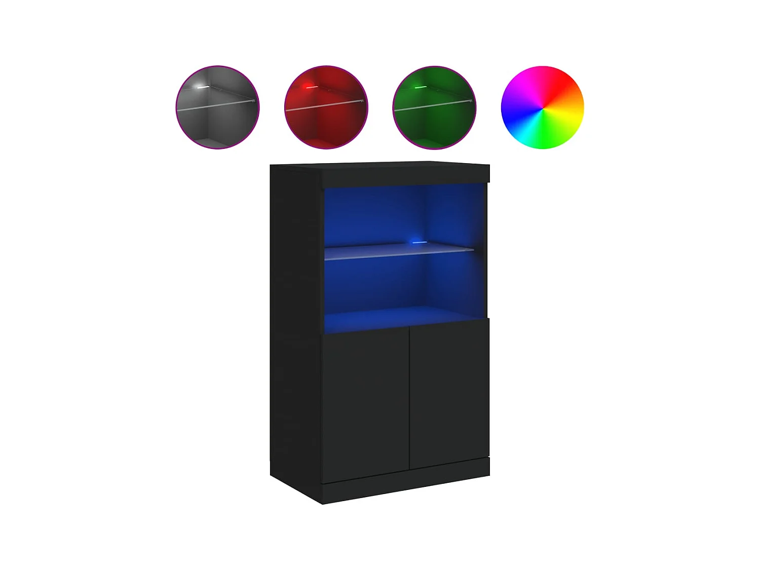 Aparador buffet cómoda armario mueble organizador cocina salón salón con luces LED 60,5 x 37 x 100 cm negro 02_0030040