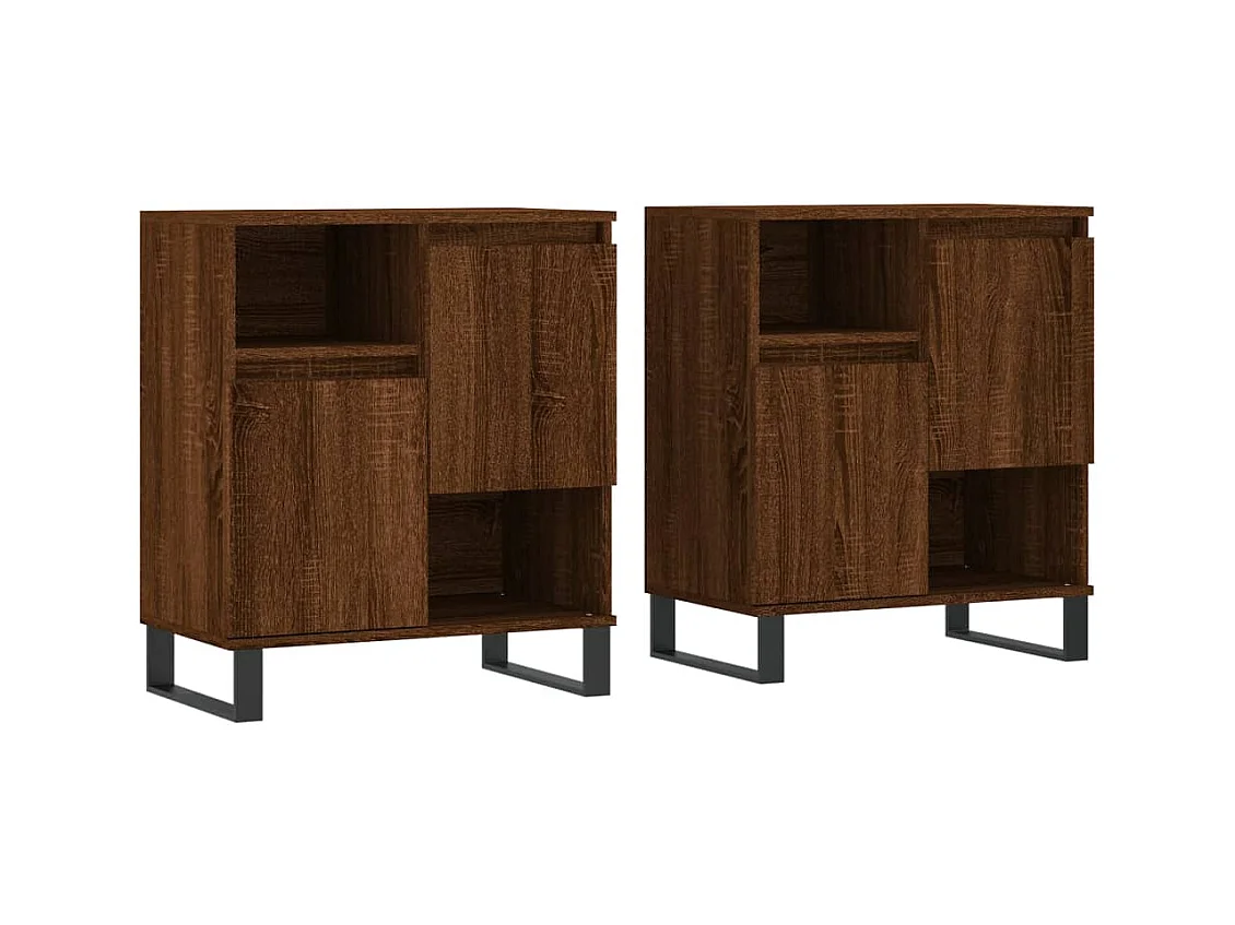 Aparador buffet cómoda mueble almacenaje organizador cocina salón salón juego de 2 madera contrachapada marrón 02_0036794