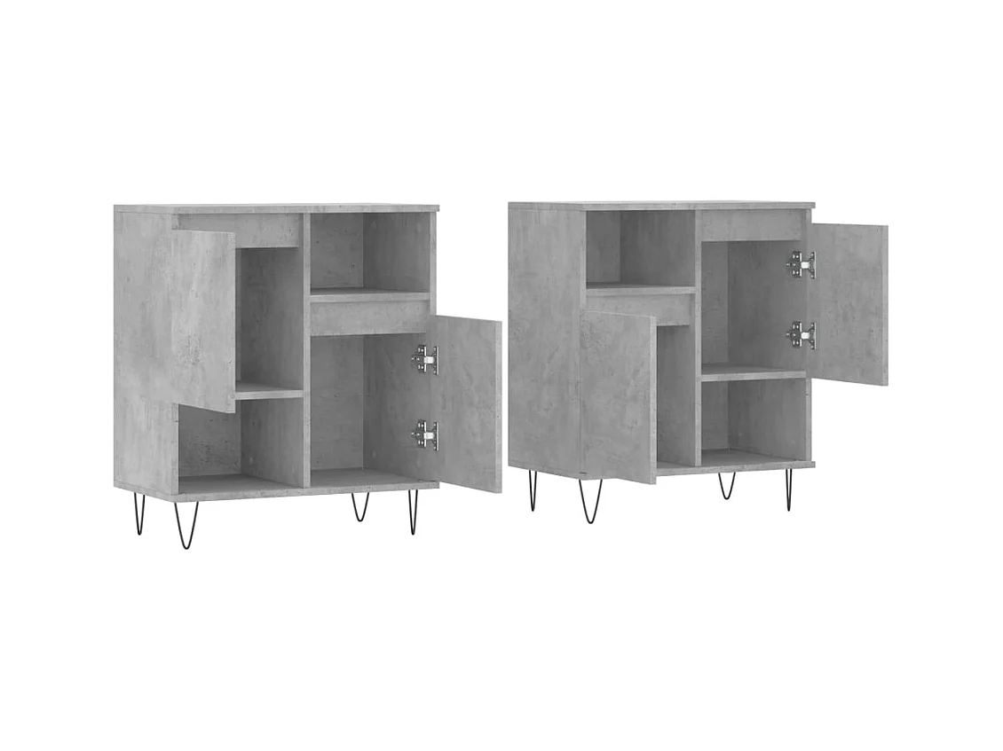 Credenza buffet cassettiera mobile contenitore organizer cucina soggiorno soggiorni set da 2 pannelli in derivati ​​del legno grigio 02_0036874