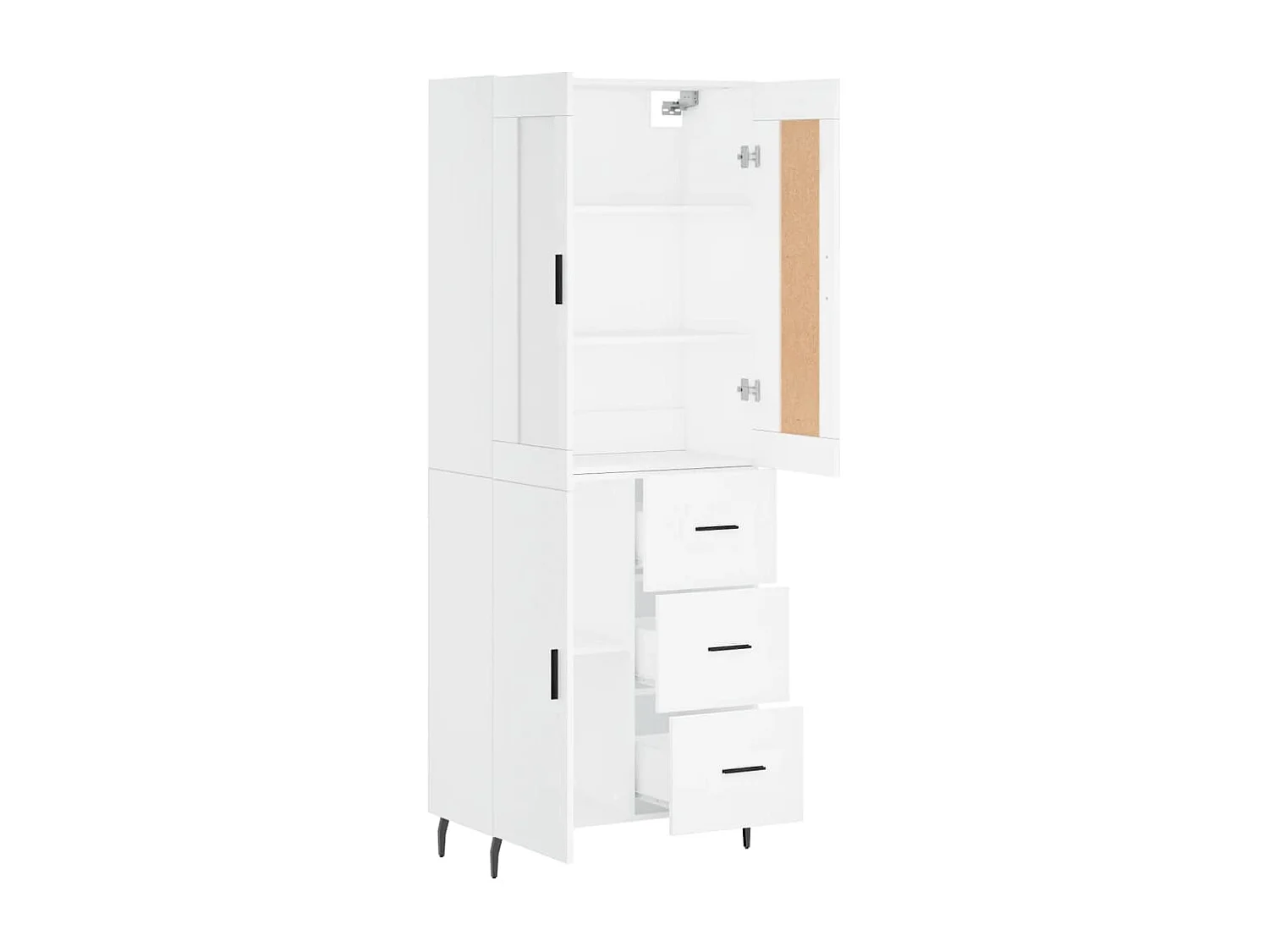 Credenza buffet cassettiera mobile contenitore organizer cucina soggiorno soggiorno alto 69,5 x 34 x 180 cm derivati ​​del legno bianco 02_0032597
