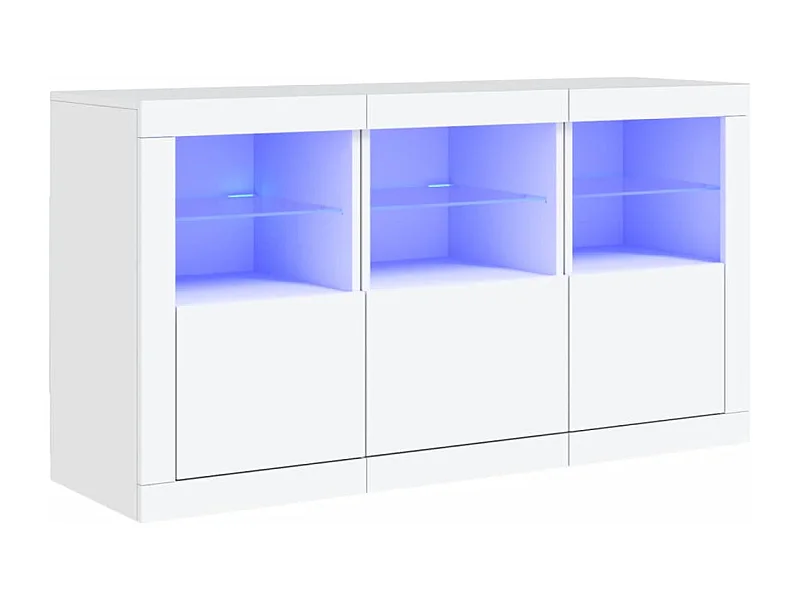 Credenza cassettiera armadio ripostiglio organizer cucina soggiorno soggiorno con luci LED 123 x 37 x 67 cm Bianco 02_0029826