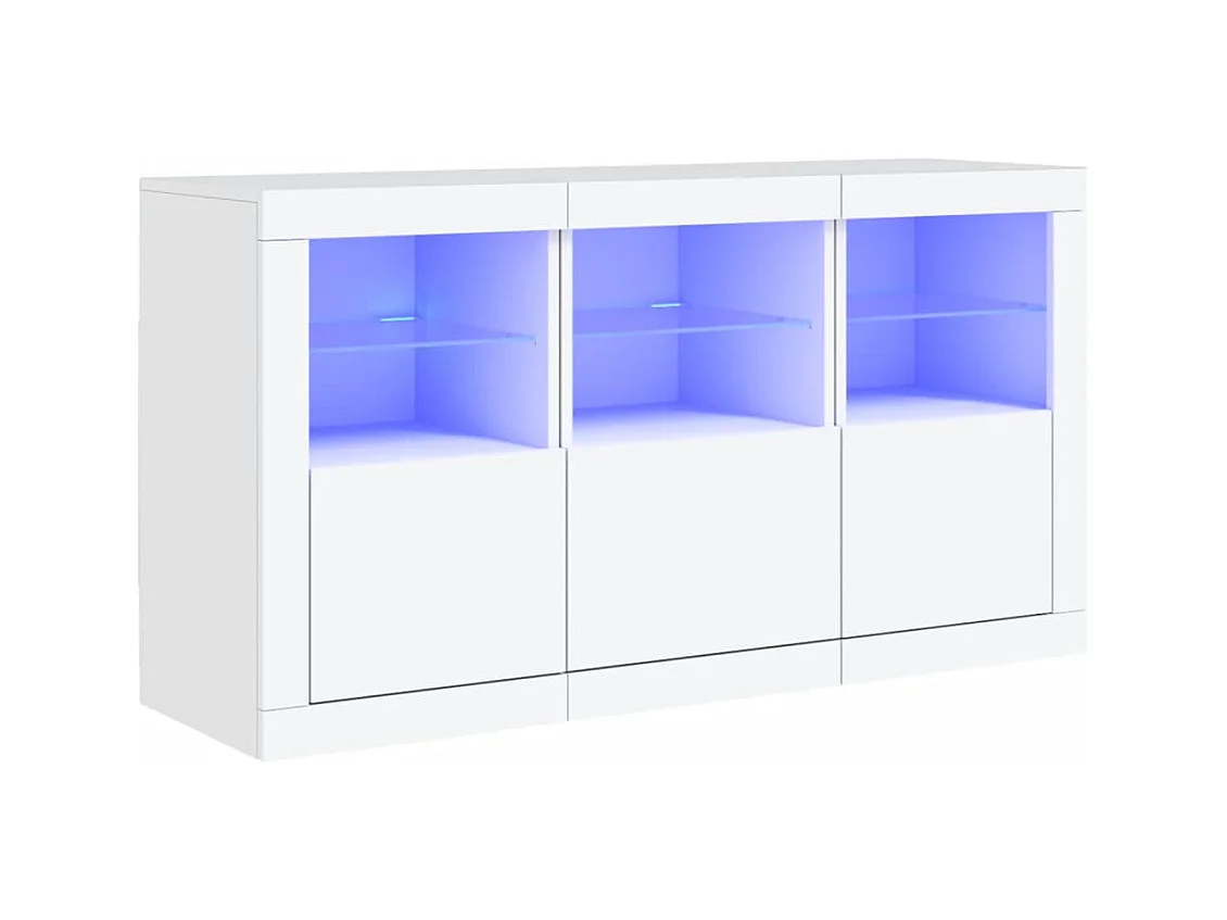 Credenza cassettiera armadio ripostiglio organizer cucina soggiorno soggiorno con luci LED 123 x 37 x 67 cm Bianco 02_0029826