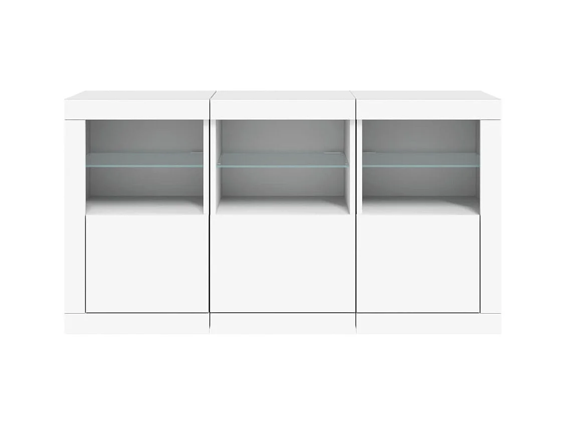 Credenza cassettiera armadio ripostiglio organizer cucina soggiorno soggiorno con luci LED 123 x 37 x 67 cm Bianco 02_0029826