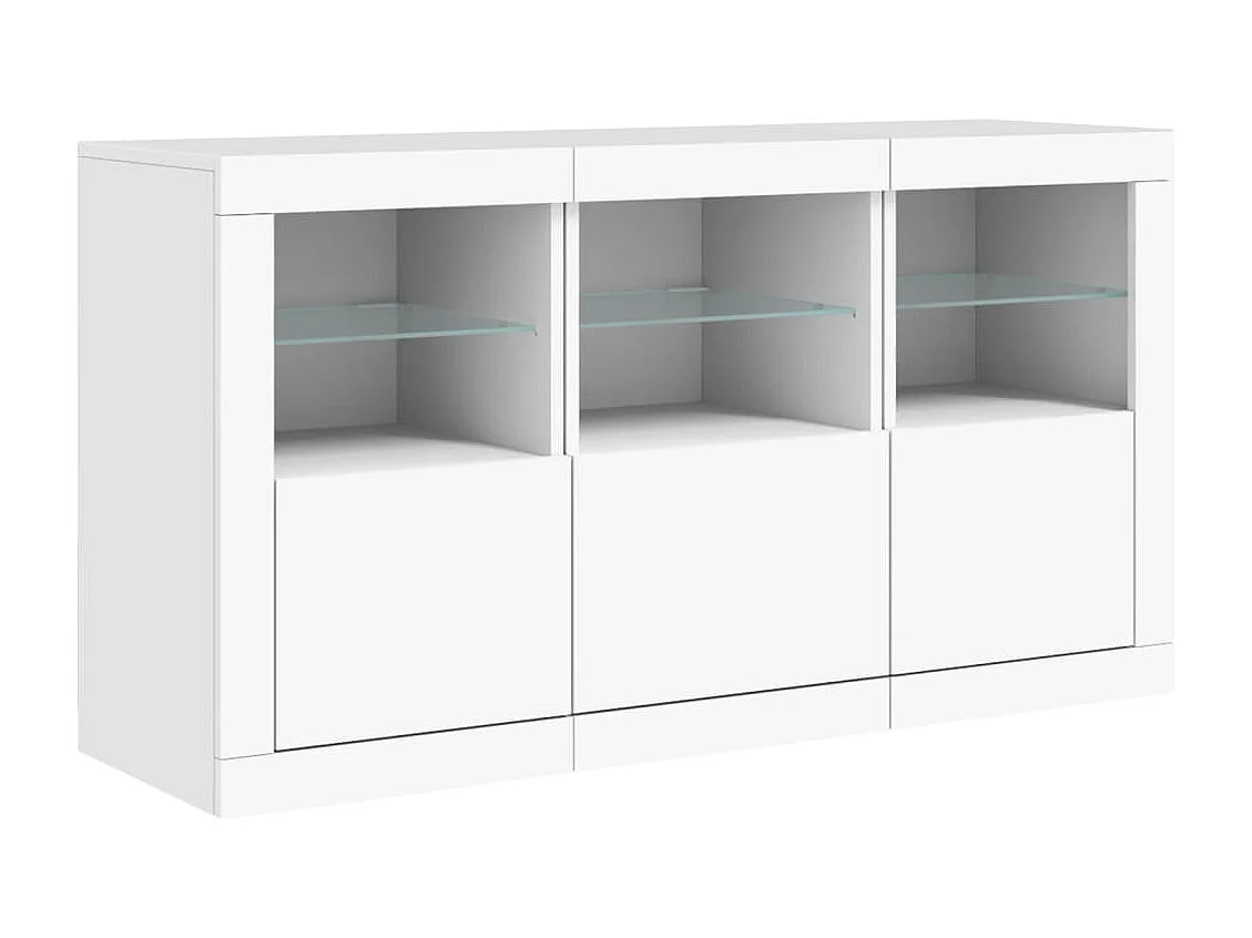 Aparador cómoda cómoda armario mueble organizador cocina salón salón con luces LED 123 x 37 x 67 cm blanco 02_0029826