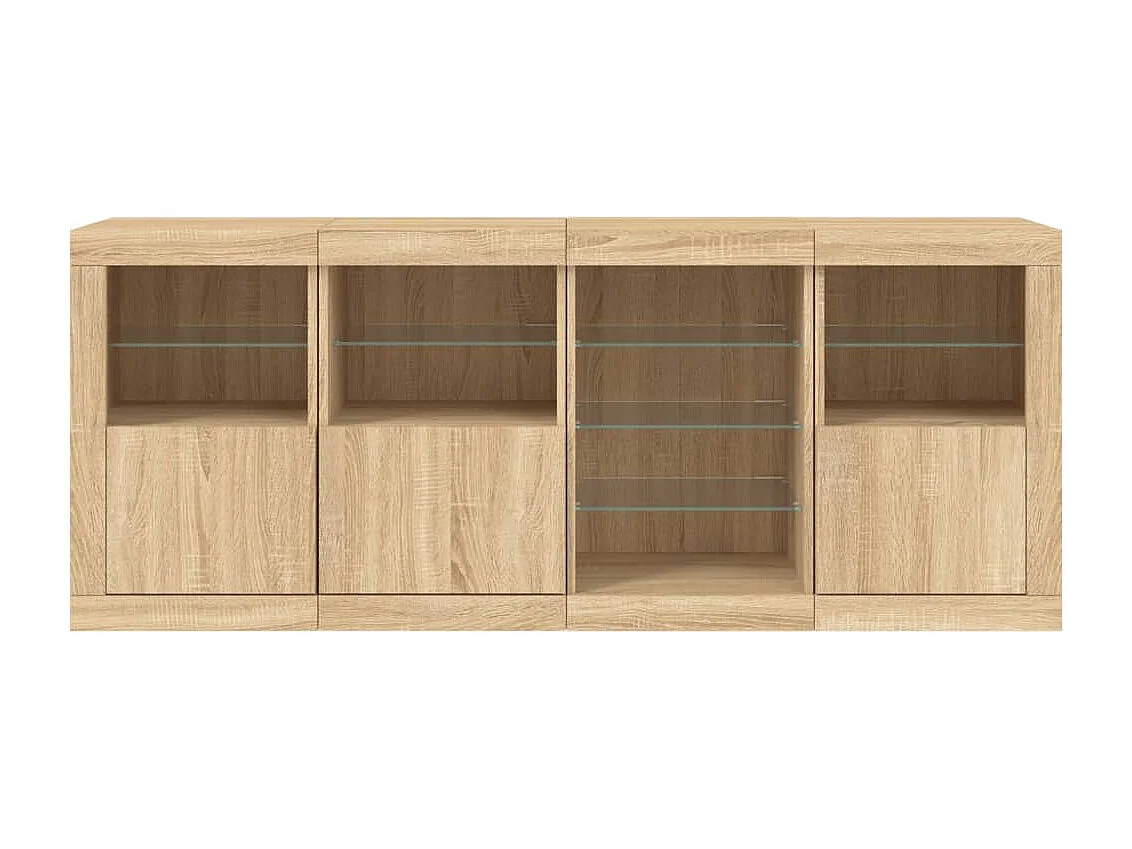 Buffet aparador cômoda armário organizador de unidade cozinha sala sala com luzes LED sonoma 164 x 37 x 67 cm marrom 02_0029946
