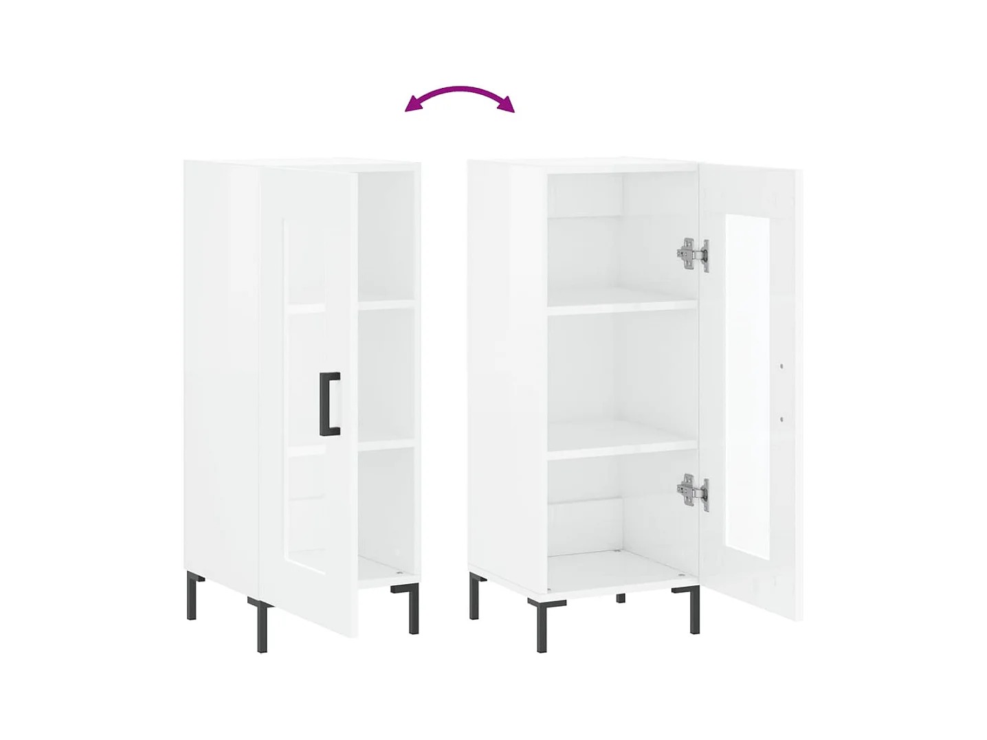 Aparador buffet cómoda mueble mueble de almacenaje organizador cocina salón brillante 34,5 x 34 x 90 cm madera contrachapada blanco 02_0030632