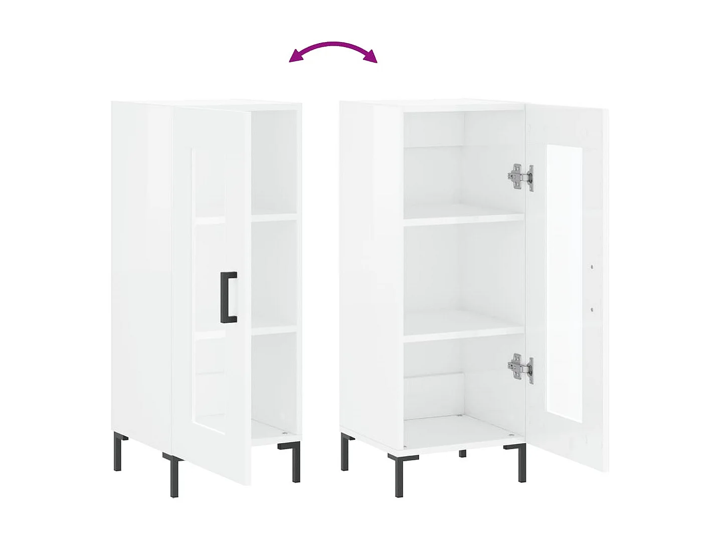 Buffet aparador cômoda armário unidade de armazenamento organizador cozinha sala brilhante 34,5 x 34 x 90 cm madeira trabalhada branca 02_0030632