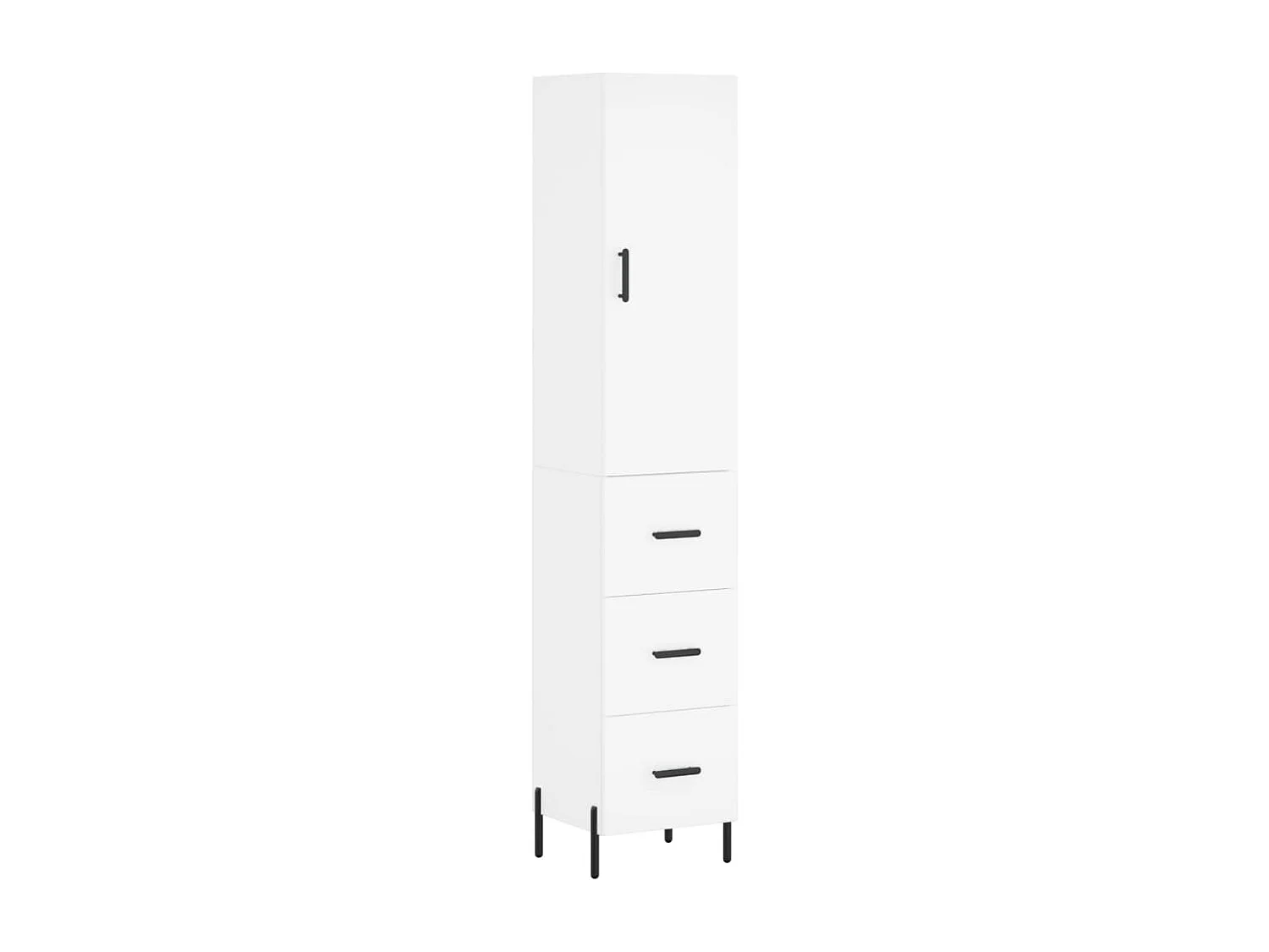Aparador buffet cómoda armario mueble organizador cocina salón salón alto 34,5 x 34 x 180 cm madera contrachapada blanco 02_0032287