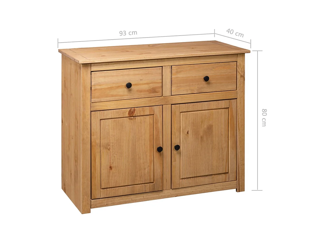 Aparador cómoda cómoda armario mueble organizador cocina salón salón 93 x 40 x 80 cm Pino macizo Surtido Panamá marrón 02_0029669