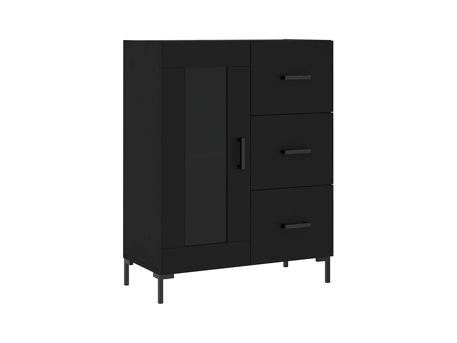 Aparador buffet cómoda mueble almacenaje organizador cocina salón salón 69,5 x 34 x 90 cm madera contrachapada negra 02_0036060