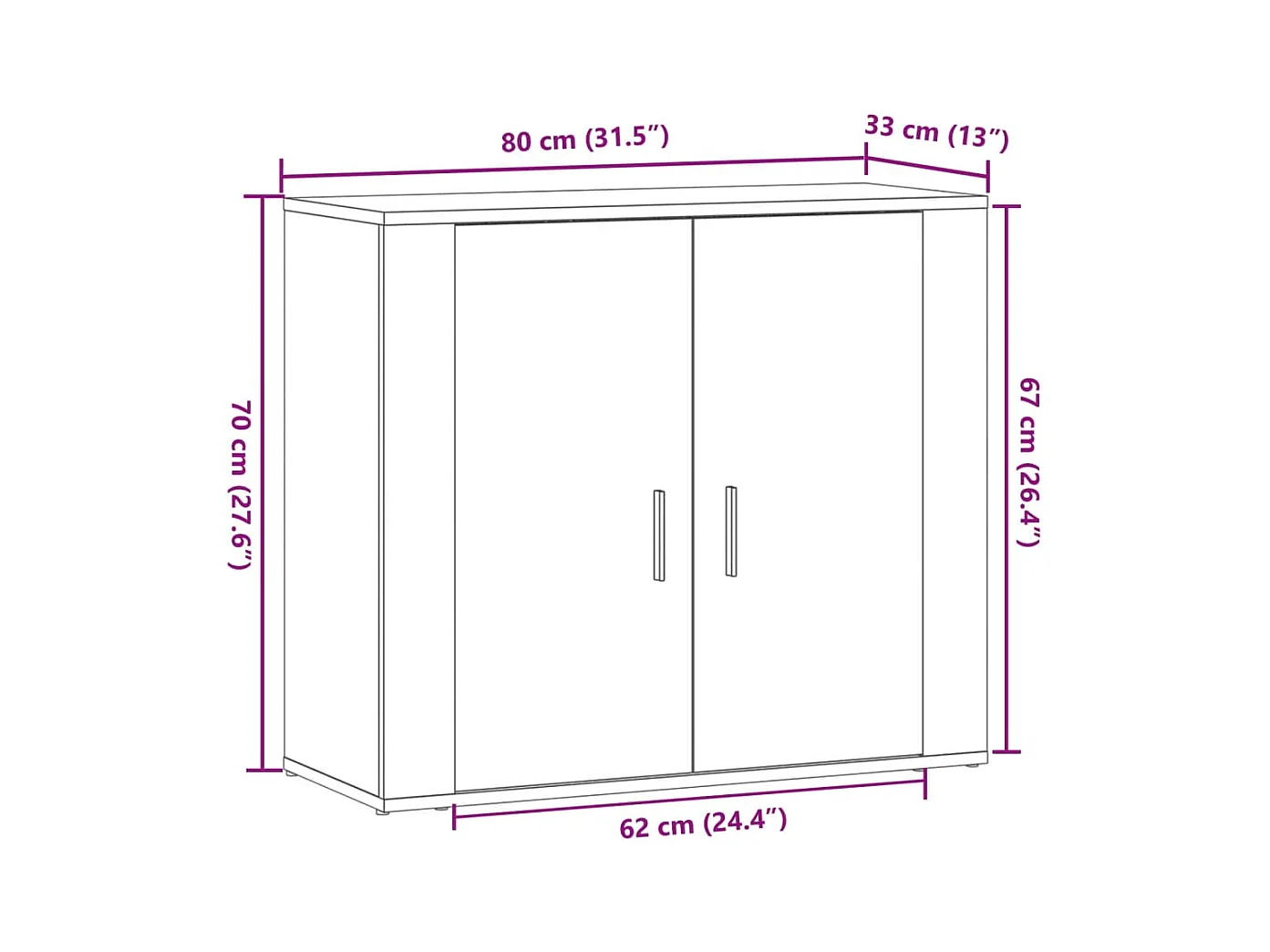 Credenza buffet cassettiera mobile contenitore organizer cucina soggiorno soggiorno legno vecchio 80 x 33 x 70 cm derivati ​​del legno marrone 02_0036611