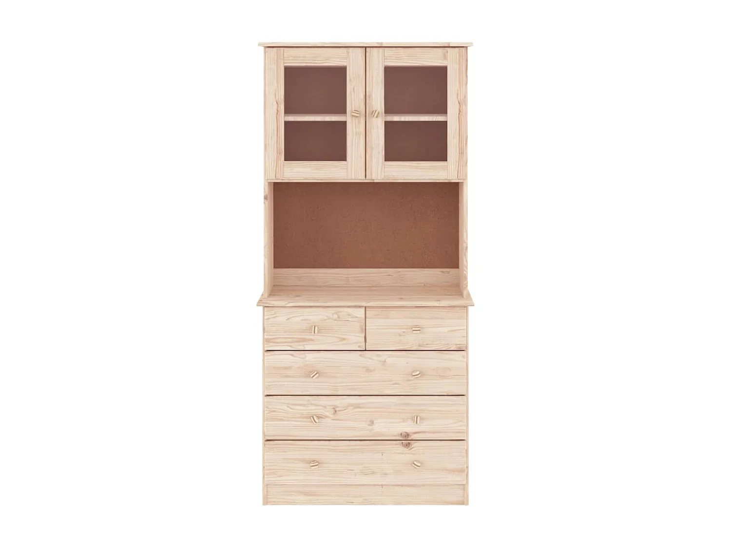 Credenza buffet cassettiera mobile contenitore organizer cucina soggiorno salotto ALTA 77 x 35 x 165 cm legno massello di pino marrone 02_0029673