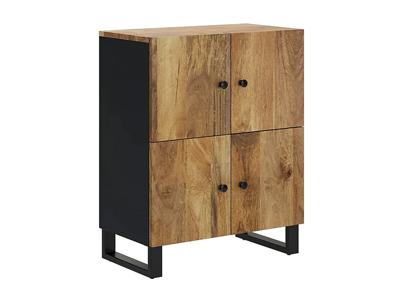 Aparador cómoda cómoda armario mueble organizador cocina salón salón con 4 puertas 60 x 33 x 75 cm madera maciza de mango marrón 02_0029749