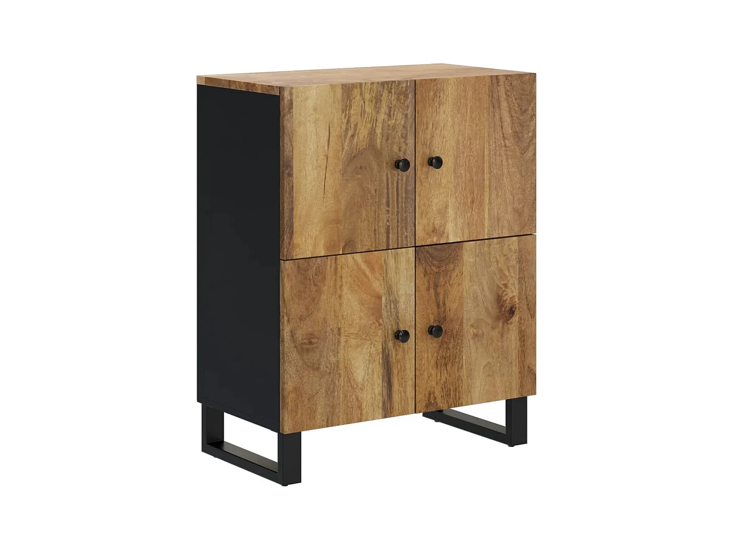 Aparador cómoda cómoda armario mueble organizador cocina salón salón con 4 puertas 60 x 33 x 75 cm madera maciza de mango marrón 02_0029749