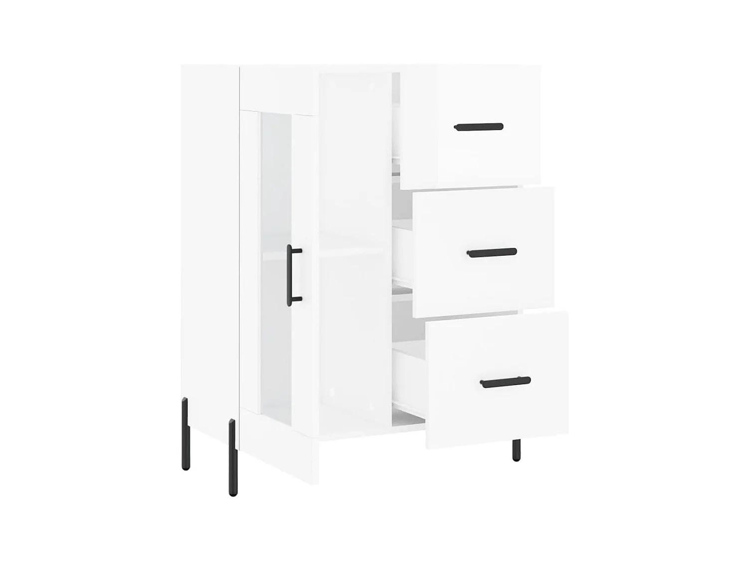 Credenza buffet cassettiera mobile contenitore organizer cucina soggiorno lucido 69,5 x 34 x 90 cm derivati ​​del legno bianco 02_0030728