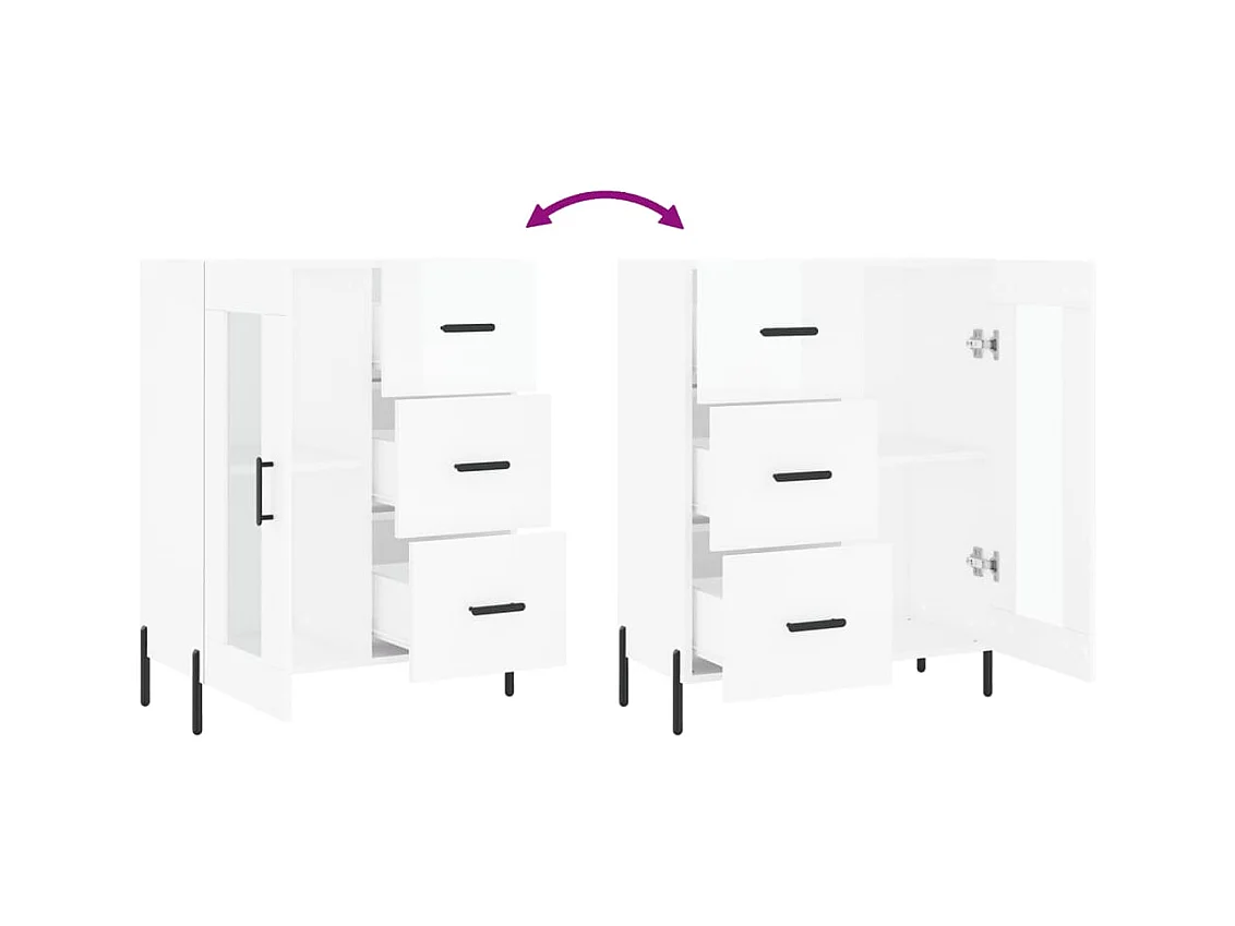 Credenza buffet cassettiera mobile contenitore organizer cucina soggiorno lucido 69,5 x 34 x 90 cm derivati ​​del legno bianco 02_0030728