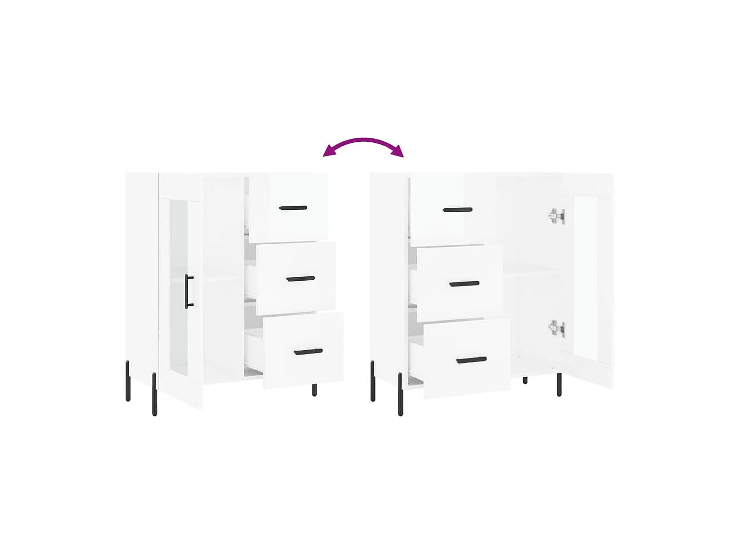 Credenza buffet cassettiera mobile contenitore organizer cucina soggiorno lucido 69,5 x 34 x 90 cm derivati ​​del legno bianco 02_0030728