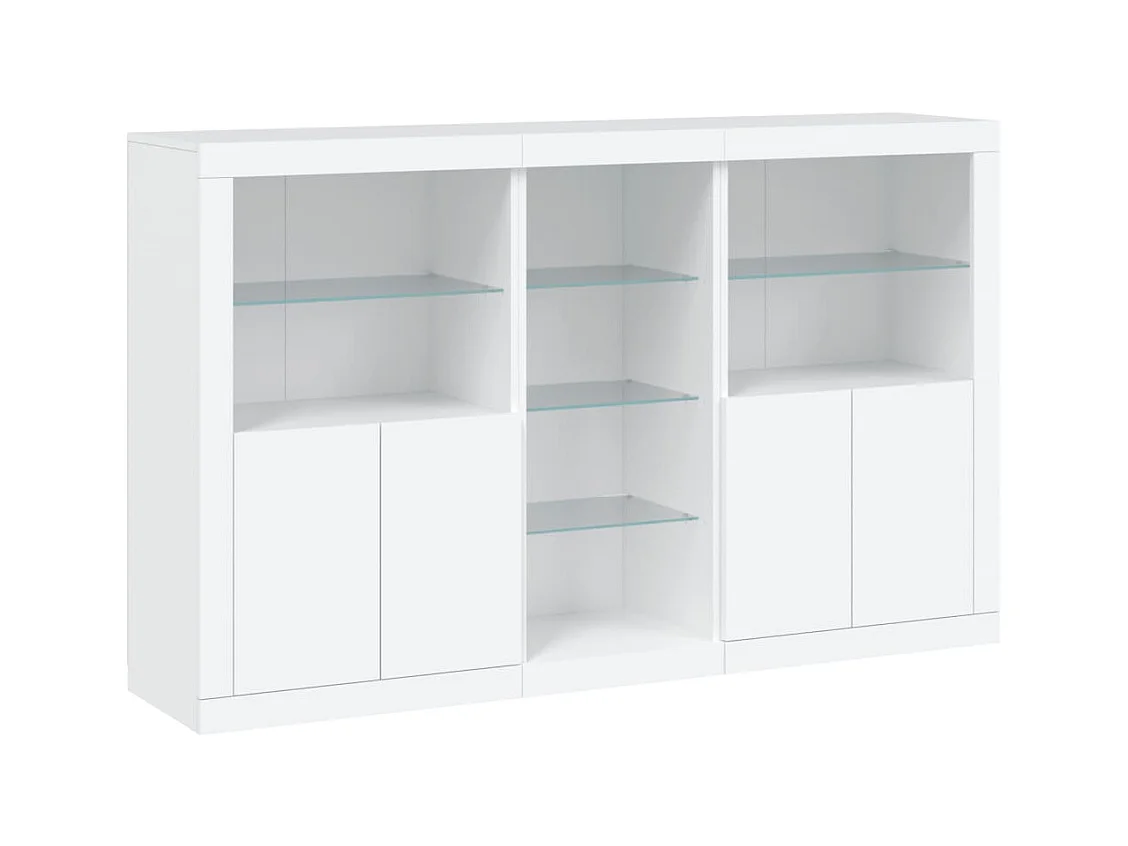 Aparador cómoda cómoda armario mueble organizador cocina salón salón con luces LED 162 x 37 x 100 cm blanco 02_0029830