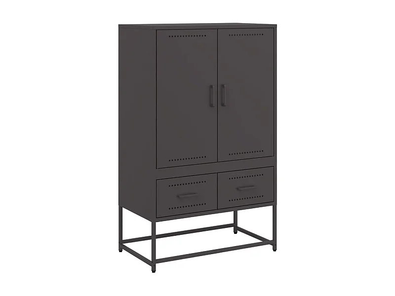 Aparador cómoda cómoda armario mueble organizador cocina salón salón alto 68 x 39 x 111,5 cm acero negro 02_0034963