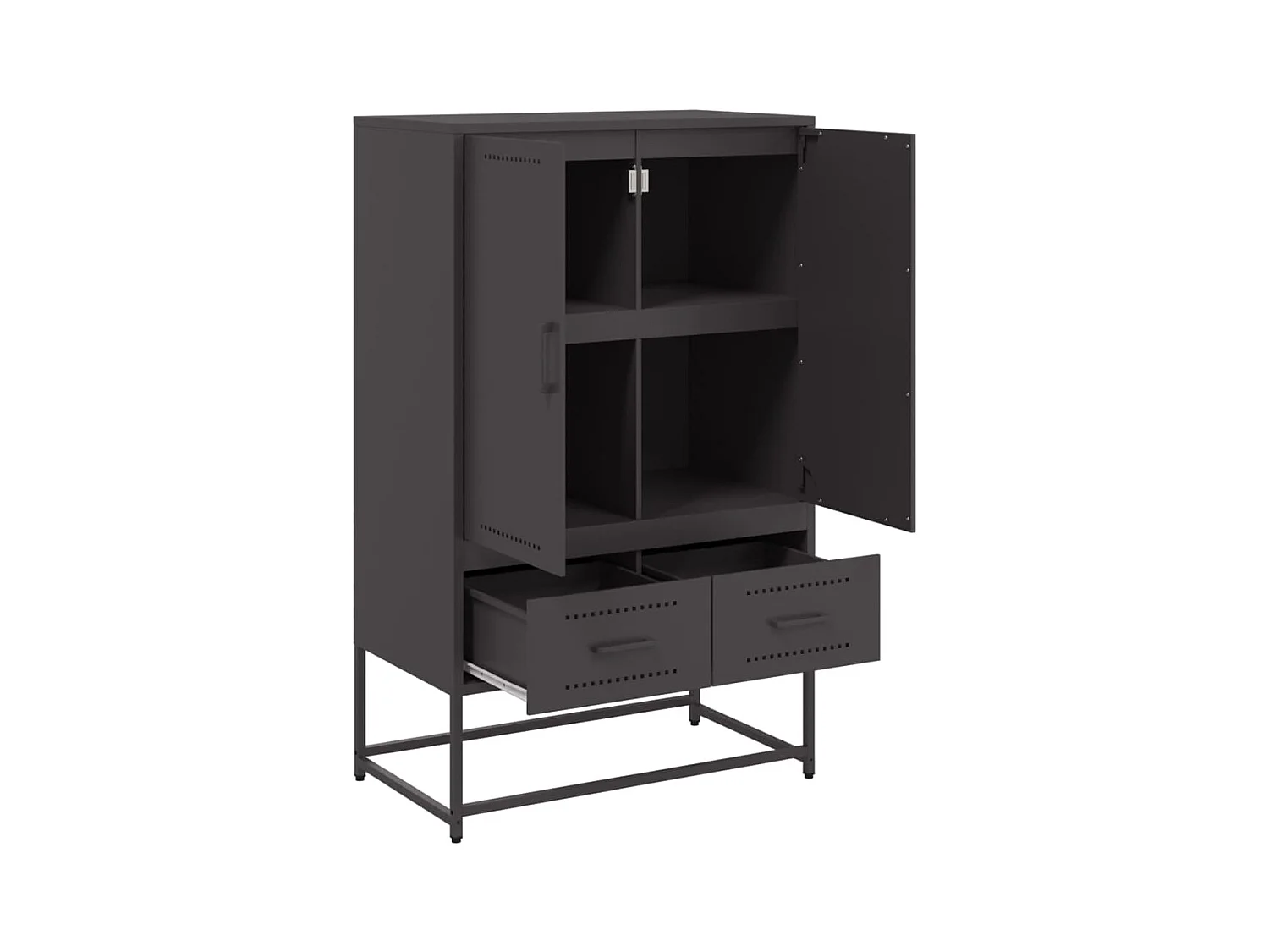 Aparador cómoda cómoda armario mueble organizador cocina salón salón alto 68 x 39 x 111,5 cm acero negro 02_0034963