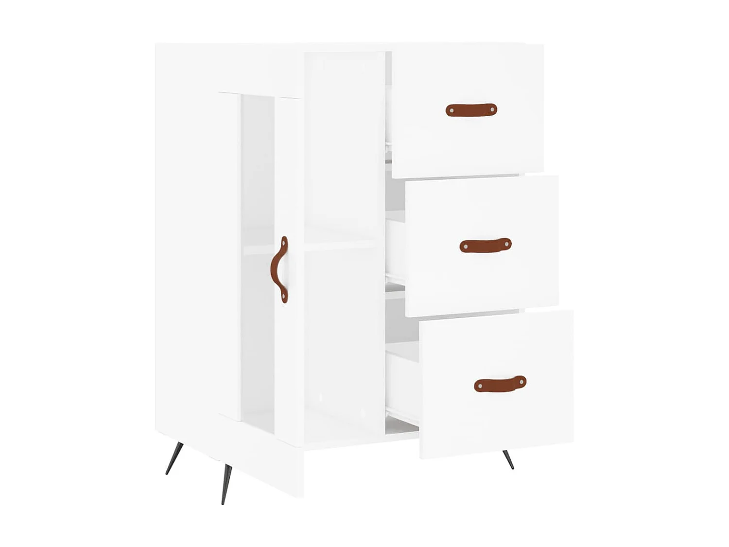 Aparador buffet cómoda mueble mueble de almacenaje organizador cocina salón salón 69,5 x 34 x 90 cm madera contrachapada blanco 02_0030421