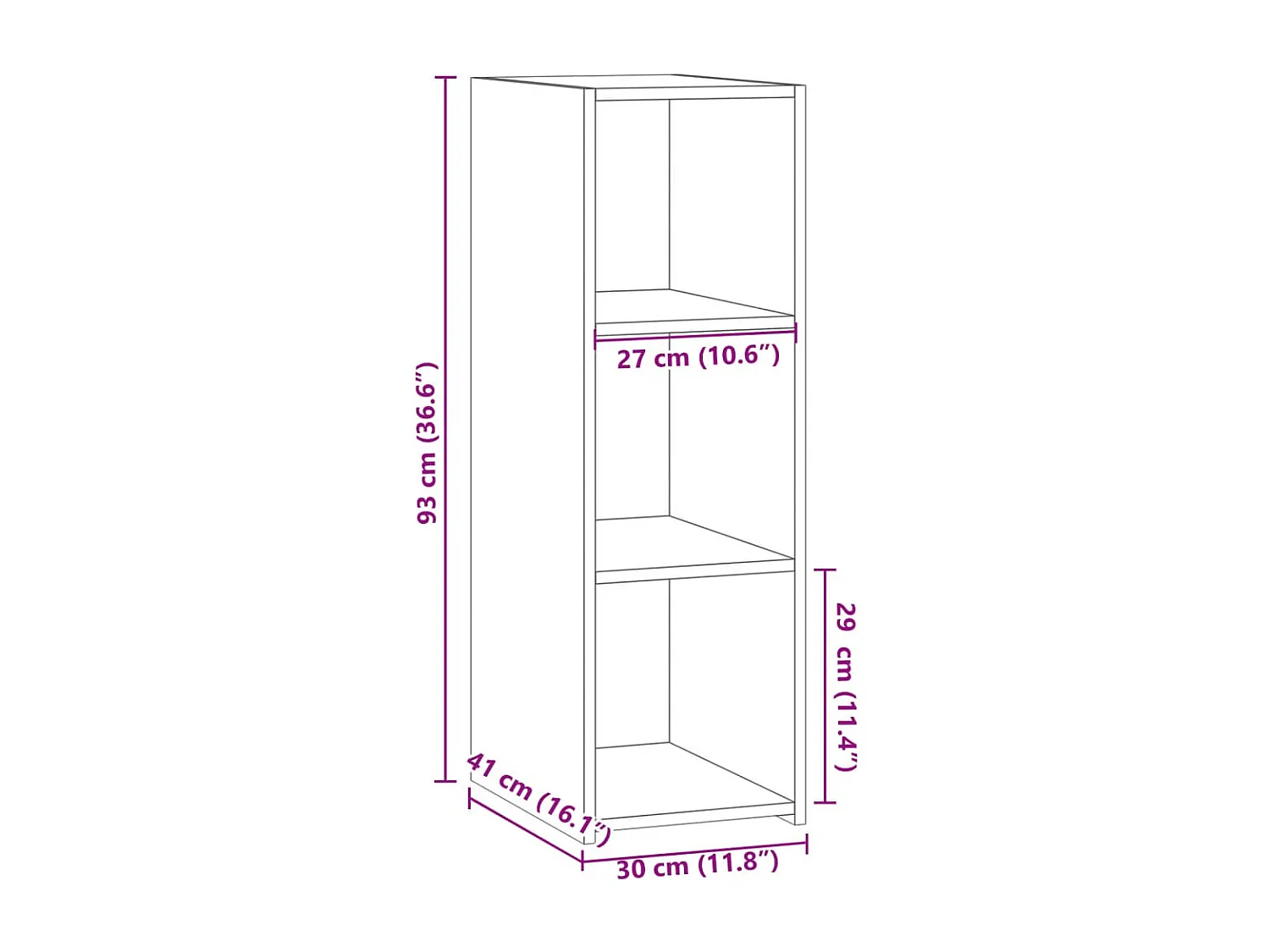 Aparador buffet cómoda mueble mueble de almacenaje organizador cocina salón salón 30 x 41 x 93 cm madera contrachapada marrón 02_0030871