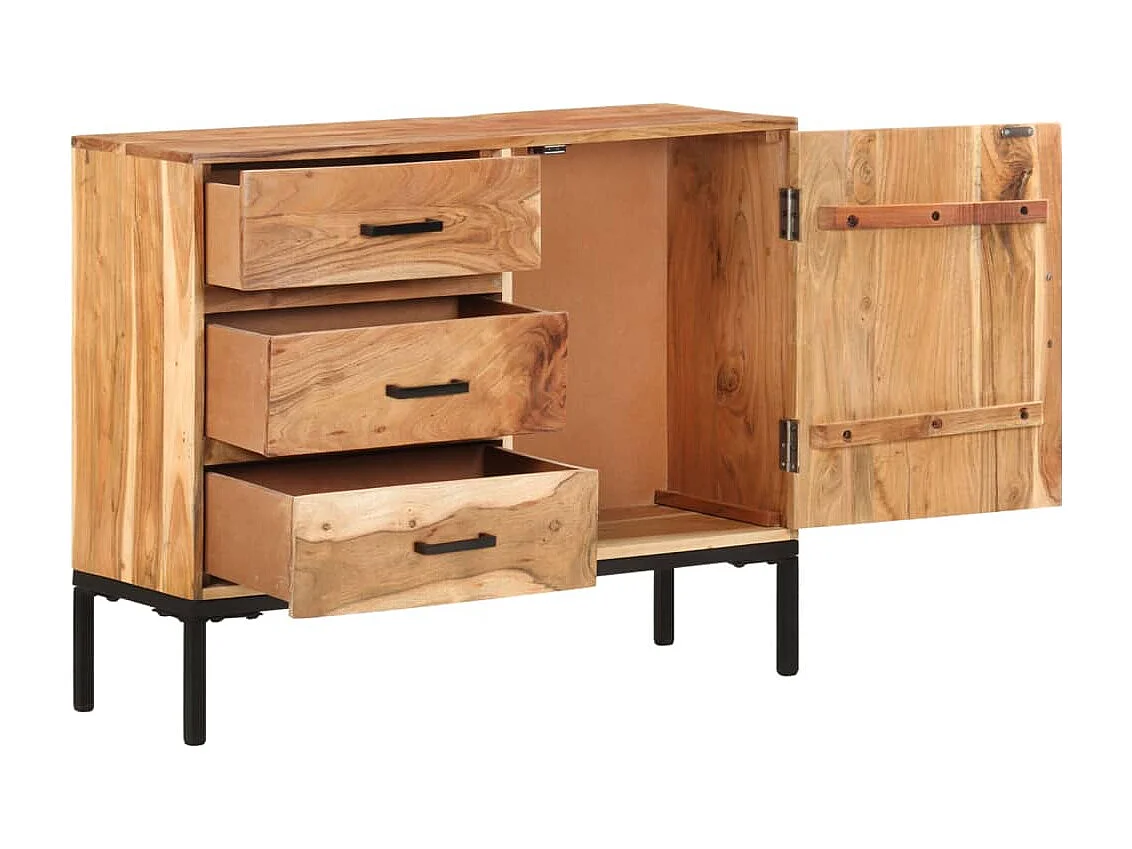 Credenza cassettiera mobile contenitore organizer cucina soggiorno soggiorno 88 x 30 x 73 cm legno massello di acacia marrone 02_0029666
