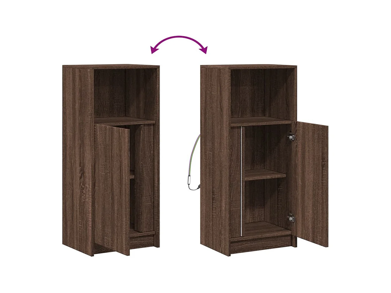 Aparador cômoda armário armário organizador cozinha sala sala com LED 42,5 x 34 x 100 cm madeira trabalhada marrom 02_0029787