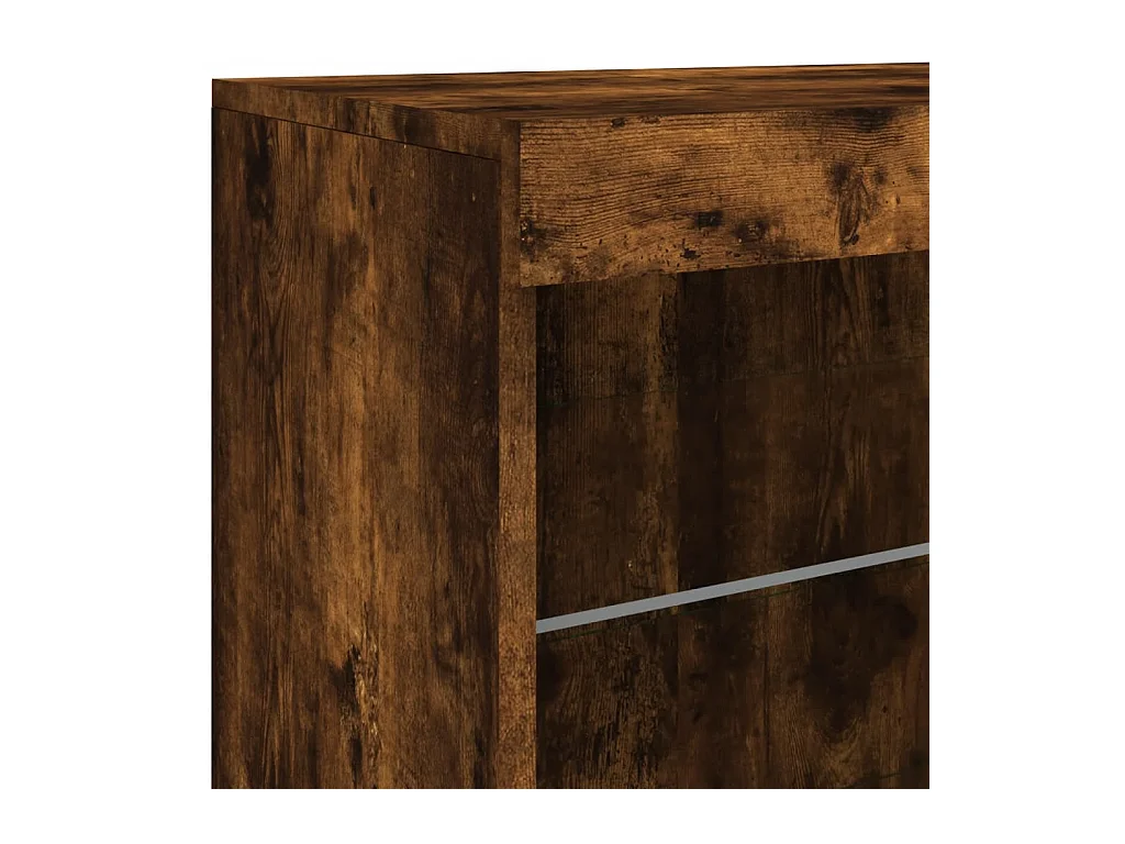 Aparador cômoda armário armário organizador cozinha sala sala com luzes LED 60,5 x 37 x 67 cm marrom 02_0029889