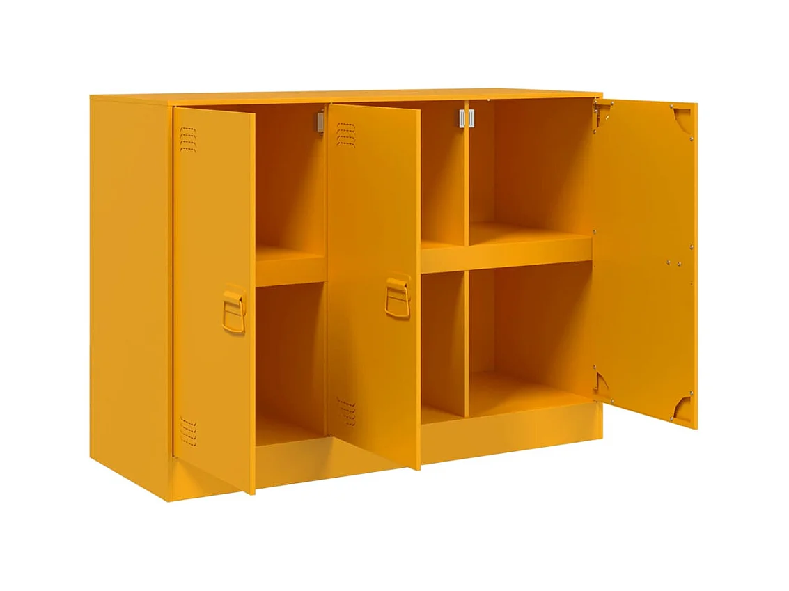 Credenza buffet cassettiera mobile contenitore organizer cucina soggiorno soggiorno giallo senape 99 x 39 x 73 cm acciaio Giallo 02_0035712