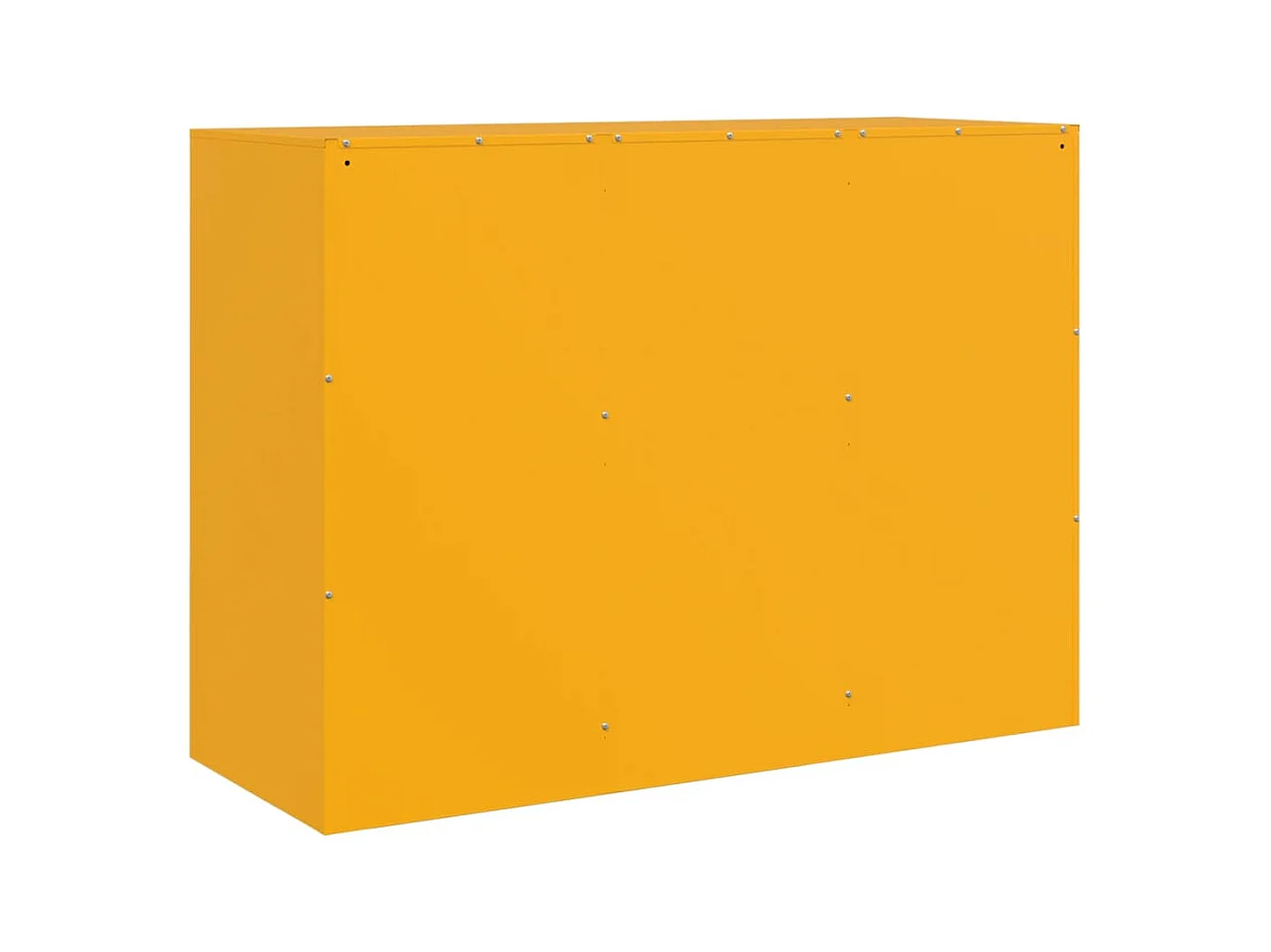 Credenza buffet cassettiera mobile contenitore organizer cucina soggiorno soggiorno giallo senape 99 x 39 x 73 cm acciaio Giallo 02_0035712